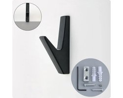 FSW-Products - Ophanghaken Zwart - 1 Stuk - Kledinghangers met Schroeven - Deurhaken - Kledinghaken - Aluminium Haken - Muurhaak - Kapstokhaken - RVS