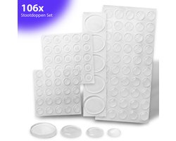 FSW-Products Zelfklevende Siliconen Stootdoppen Set 106 Stuks - Transparante Deurbuffers en Meubeldopjes voor Deuren, Lades, Kasten en Glazen Tafels