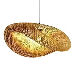 Fubzz Bamboe Hanglamp - Handgeweven Rotan - Kroonluchter 60CM - Natuurlijk Design LED Plafondlamp - Duurzaam Handwerk Slaapkamer Decoratief Armatuur
