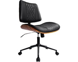 Fubzz Bureaustoel Zonder Armleuningen - Verstelbare Hoogte - Draaibare Design Stoel - PU Leren Bekleding - Compacte Werkstoel Met Wieltjes