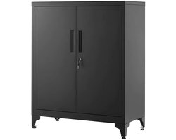Fubzz Dossierkast - Multifunctionele kast - Kantoorkast met 2 deuren - Afsluitbaar - Stalen opbergkast - 40x80x90 cm - Inktzwart
