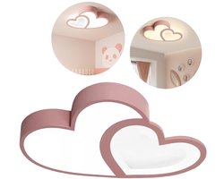 Fubzz LED Plafondlamp Kinderkamer - Plafonniere - Hartjesvorm - Roze Design - Energiezuinig 220V - 3 Standen - Meisjeskamer Decoratie