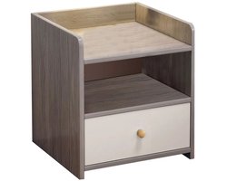 Fubzz Nachtkastje - Moderne Bedtafel Met Lade - Minimalistisch Design - Grijs Houtlook Nachtkastje 36x30x45 cm - Meerdere Opbergvakken