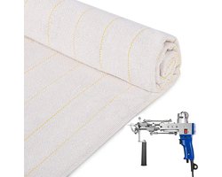 Fubzz Tufting Stof - Monniken Doek Canvas - 1,5x10m Tufting Materiaal - Duurzame Katoen Polyester Mix - Met Geleidingsgaren & 4-Weg Rek