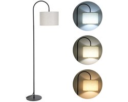 Fubzz Vloerlamp - Moderne Staande Lamp - Stoffen Hoge Lamp 12W - 3 Kleurtemperaturen - Energiezuinig met Voetschakelaar voor Woonkamer en Slaapkamer
