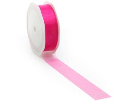 Fuchsia voile lint voor decoratie en creatief gebruik - 25 mm / 25 mtr.