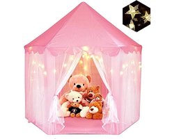 Fuegobird Speeltent Voor Kinderen - prinses kasteel - Game Tent - Indoor en Outdoor Games - Wordt geleverd met led-verlichting - Roze
