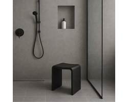 Fugaflow Caria Badkamerkrukje - 40x30x43cm - solid surface - mat zwart -