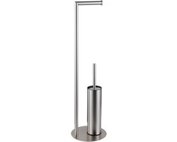 FugaFlow Eccelente Acces Vrijstaande Toiletrolhouder Met Toiletborstel - Geborsteld RVS PVD (RVS)