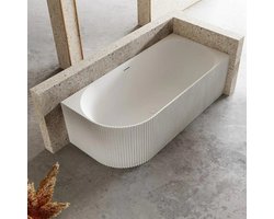 FugaFlow Eccelente Anta half vrijstaand hoekbad - ribbel - rechts - 170x80x58cm - met afvoer - acryl - mat wit