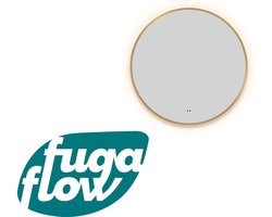 FugaFlow Eccelente Arredo Badkamerspiegel - rond - diameter 100cm - indirecte LED verlichting - spiegelverwarming - infrarood schakelaar - mat goud