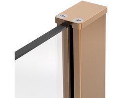 FugaFlow Eccelente Vetro Inloopdouche - 120x200cm - afgeronde glaswand - links - mat glas - wandarm - geborsteld koper (Koper)