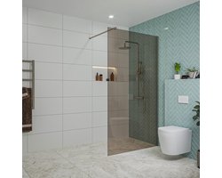 FugaFlow Eccelente Vetro inloopdouche badkamer - 110x200cm - rookglas - wandarm - gunmetal