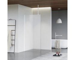 FugaFlow Eccelente Vetro inloopdouche badkamer - 90x200cm - mat glas - plafondarm - mat wit -