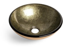 FugaFlow Efficiente Arredo Limone Waskom - 30x10,5cm - rond - gehard glas - goud groen