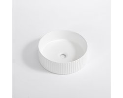 FugaFlow Efficiente Arredo waskom - 36x36x12.5 - geribbeld - rond - keramiek - wit mat