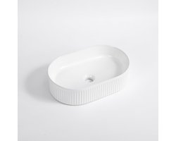 FugaFlow Efficiente Arredo waskom - 50x32x12cm - geribbeld - ovaal - keramiek - wit glans