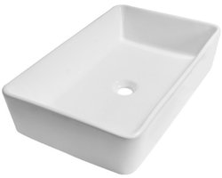 FugaFlow Efficiente Arredo Waskom opbouw - 60x37x13cm - zonder overloop - rechthoek - keramiek - glanzend wit