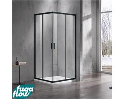 FugaFlow Efficiente Vetro Douchecabine - 100x100x200cm - hoekinstap - helder glas - profiel - mat zwart