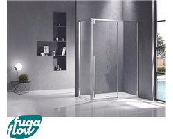 FugaFlow Efficiente Vetro douchecabine 120x100cm met schuifdeur 8mm veiligheidsglas met anti kalk zilver gepolijst -