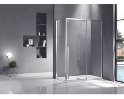 FugaFlow Efficiente Vetro douchecabine 140x100cm met schuifdeur 8mm veiligheidsglas met anti kalk zilver gepolijst -