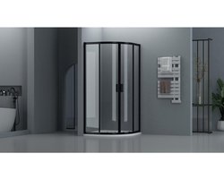 FugaFlow Efficiente Vetro Douchecabine - 80x80cm - kwartrond - zwart mat