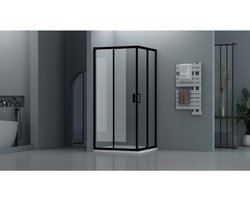 FugaFlow Efficiente Vetro Douchecabine - 80x80cm - vierkant - zwart mat