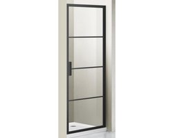 FugaFlow Efficiente Vetro Douchedeur - 80x200cm - frame lines buitenzijde - anti kalk - mat zwart