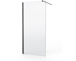 FugaFlow Efficiente Vetro inloopdouche badkamer - 30x200cm - helder glas - mat zwart