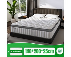 Fukstern Matras 140x200 - matras 25cm dik - 7 zones - pocketvering matras - Orthopedisch - OEKO-TEX Gecertificeerd - 10 Lagen Hoogwaardige Materialen - Anti-Allergische - Tweepersoonsmatrassen - medium - Voor Kinderen en Volwassenen