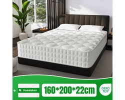 Fukstern Matras 160x200 - matras 22cm dik - 7 zones - pocketvering matras - Orthopedisch - OEKO-TEX Gecertificeerd - 10 Lagen Hoogwaardige Materialen - Anti-Allergische - Tweepersoonsmatrassen - medium - Voor Kinderen en Volwassenen