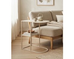 Fume Concept- C-Vormige Bijzettafel Taupe – 50x30x57 cm – Laptoptafel voor Bank – Japandi & Industrieel Design