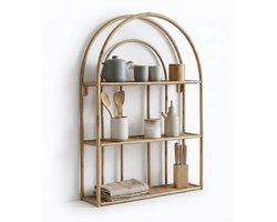 Fume Concept Japandi Wandrek met Bamboe Look - Metaal - Regenboog Wandplank - Wanddecoratie - Wandplank Babykamer & Badkamer - Bohemian Decoratierek