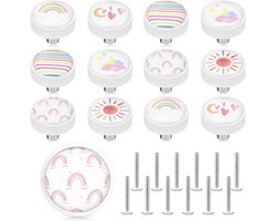 Fumete 12 Set Regenboog Ladeknop Trekt Ronde Zachte Rubber Pastel Lade Knoppen Siliconen Kast Lade Knoppen voor Jongens Meisjes Kinderen Dressoir Knoppen voor Kwekerij Kast Keukenkast