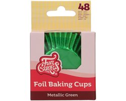 FunCakes Folie Baking Cups - Metallic Groen - pk/48 - Cupcake Vormpjes Papier