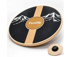 FunLife SUMMIT Rond Balance Board - Balansbord 39,5 cm van Berkenhout - 360° Evenwichtstrainer voor Core, Stabiliteit en Coördinatie
