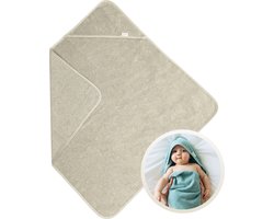 Funnies Badcape Sandstone Grey 100x100 cm - 100% Katoenen Badstof - Zachte en Absorberende Baby Badcape - Handdoek met Capuchon - Grote Omslagdoek - Dikke Badstof - Voor na het Badderen - Makkelijk Wasbaar en Geschikt voor Gevoelige Huid