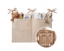 Funnies Boxzak Pinkstone - 27x48 cm - Box Organizer - 100% Hydrofiele Katoen - Box Opbergzak voor Babybox - Ruime Boxzak met Vakken - Speelgoed Opberger voor Babykamer