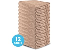 Funnies Handdoeken 12-Pack Taupe Light - Set van 12 Luxe Handdoeken - 50 x 100 cm - Hoogwaardig 100% Katoen - 500 gram/m² Dikke, Zachte en Sneldrogende Handdoek - Ideaal voor Badkamer, Sport, Sauna, Zwembad en Vakantie