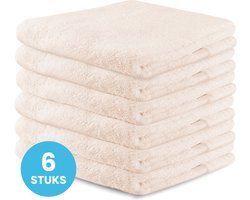 Funnies Handdoeken 6 Stuks Ecru - Set van 6 Luxe Badhanddoeken - 70 x 140 cm - Hoogwaardig 100% Katoen - 500 gram/m² Dikke, Zachte en Sneldrogende Handdoek - Ideaal voor Badkamer, Sport, Sauna, Zwembad en Vakantie