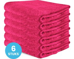 Funnies Handdoeken 6 Stuks Fuchsia - Set van 6 Luxe Badhanddoeken - 70 x 140 cm - Hoogwaardig 100% Katoen - 500 gram/m² Dikke, Zachte en Sneldrogende Handdoek - Ideaal voor Badkamer, Sport, Sauna, Zwembad en Vakantie