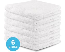 Funnies Handdoeken 6 Stuks Wit - Set van 6 Luxe Badhanddoeken - 70 x 140 cm - Hoogwaardig 100% Katoen - 500 gram/m² Dikke, Zachte en Sneldrogende Handdoek - Ideaal voor Badkamer, Sport, Sauna, Zwembad en Vakantie