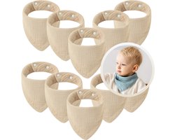 Funnies Hydrofiele Bandana Slabbetjes 10-Pack Milk Coffee - Slabbers - Kwijldoekjes - Baby Slab - Spuugdoek - 100% Katoen - Zacht - Ademend - Baby Accessoires - Voeden - Kwijlen - Newborn - Set van 10 Stuks - Wasbaar - Unisex