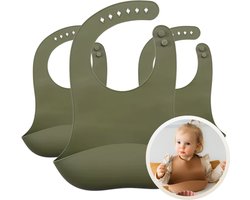 Funnies Siliconen Forest Slab 3-Pack - Set van 3 Slabbetjes - Slabbers met Opvangbakje - 30 x 24cm - Zacht, Flexibel en Makkelijk Schoon te Maken - Verstelbare Pasvorm voor Baby’s en Peuters - Ideaal voor Voeden zonder Knoeien
