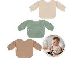 Funnies Slab met Mouwen 3-Pack Aardetinten voor baby's - 100% Katoenen Badstof