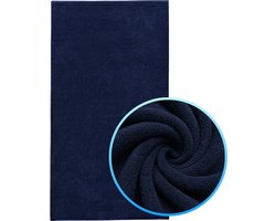 Funnies Strandlaken XXL Navy Donkerblauw Extra groot - 100x200 cm - Hoogwaardig Katoenen OEKO-TEX Strand Handdoek - 500 gram/m2 Luxe Dikte - Extra zacht - Sneldrogend Badhanddoek - Ideaal voor Strand, Sauna, Zwembad, Vakantie en Sport - Badlaken
