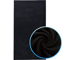 Funnies Strandlaken XXL Zwart Extra groot - 100x200 cm - Hoogwaardig Katoenen OEKO-TEX Strand Handdoek - 500 gram/m2 Luxe Dikte - Extra zacht - Sneldrogend Badhanddoek - Ideaal voor Strand, Sauna, Zwembad, Vakantie en Sport - Badlaken