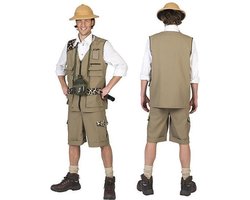 Funny Fashion - Jungle & Afrika Kostuum - Fake Freek Safari - Man - wit / beige - Maat 52-54 - Carnavalskleding - Verkleedkleding