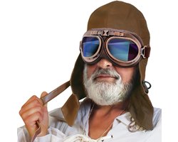 Funny fashion - Verkleedkleren - volwassen - bruin - piloten pet - carnaval