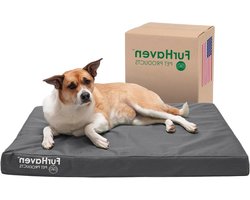 Furhaven Groot koelgel schuim hondenbed waterbestendig binnen/buiten logo print Oxford Polycanvas matras w/verwijderbare wasbare hoes - steen grijs, groot